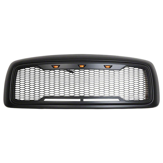 RedRock Impulse Upper Replacement Grille with Amber LED Lights; Matte Black (02-05 RAM 1500)