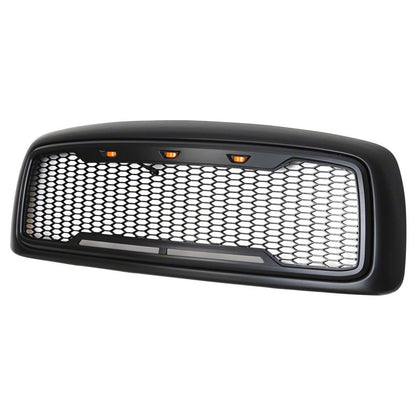 RedRock Impulse Upper Replacement Grille with Amber LED Lights; Matte Black (02-05 RAM 1500)