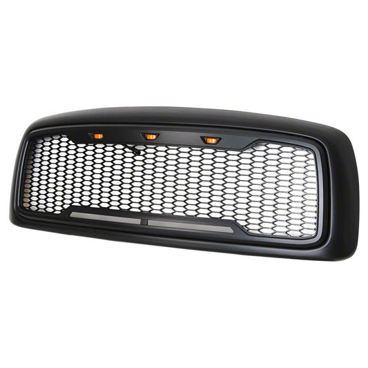 RedRock Impulse Upper Replacement Grille with Amber LED Lights; Matte Black (02-05 RAM 1500)