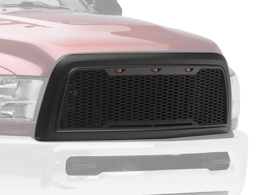 RedRock Impulse Upper Replacement Grille with Amber LED Lights; Matte Black (13-18 RAM 2500)