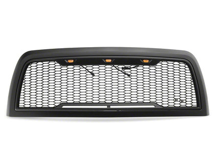 RedRock Impulse Upper Replacement Grille with Amber LED Lights; Matte Black (13-18 RAM 2500)