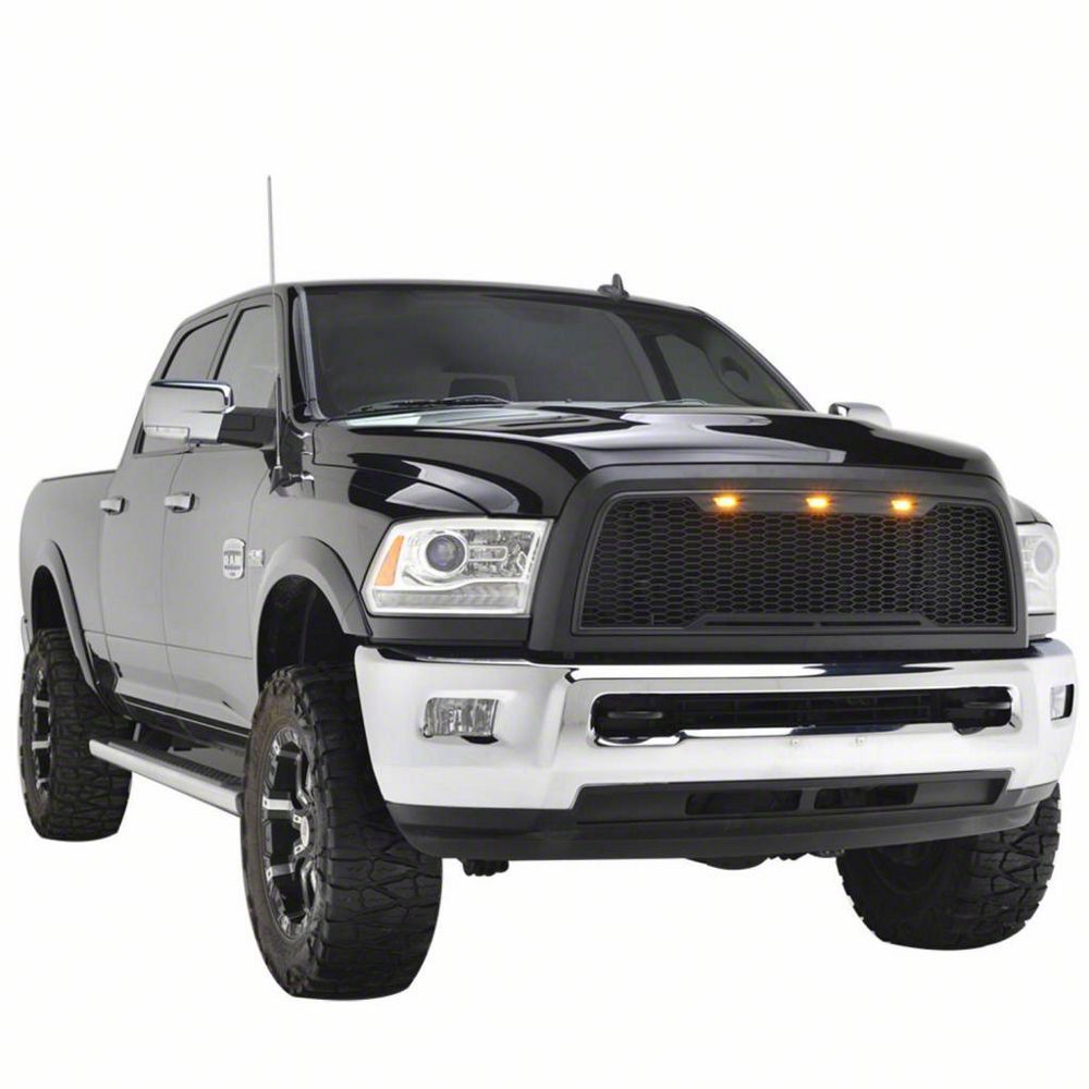 RedRock Impulse Upper Replacement Grille with Amber LED Lights; Matte Black (13-18 RAM 3500)