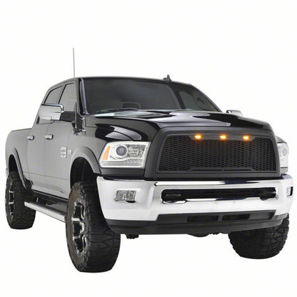 RedRock Impulse Upper Replacement Grille with Amber LED Lights; Matte Black (13-18 RAM 3500)