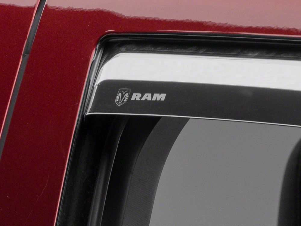 RAM Licensed by RedRock Element Chrome Window Visors; Channel Mount; Front and Rear (10-18 RAM 2500 Crew Cab, Mega Cab)