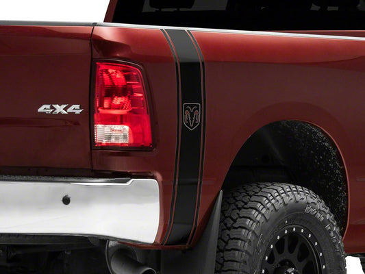 RAM Licensed by RedRock RAM Head Vertical Stripe; Gloss Black (03-18 RAM 2500)