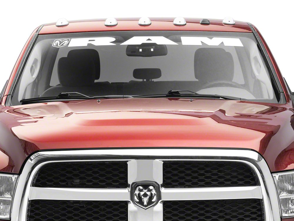 RAM Licensed by RedRock RAM with Head and Logo Windshield Banner; White (03-18 RAM 2500)