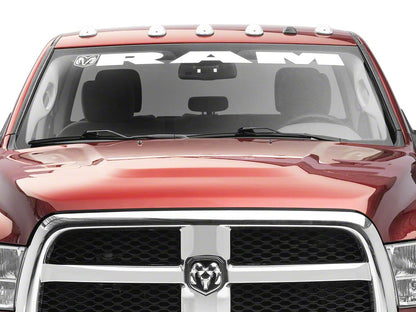 RAM Licensed by RedRock RAM with Head and Logo Windshield Banner; White (03-18 RAM 2500)