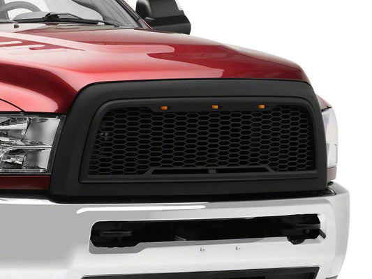 RedRock Baja Upper Replacement Grille with LED Lighting; Matte Black (10-12 RAM 3500)