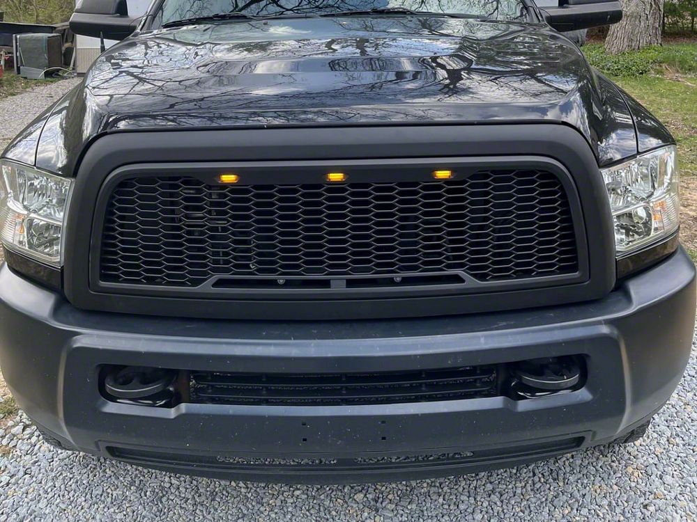 RedRock Baja Upper Replacement Grille with LED Lighting; Matte Black (10-12 RAM 2500)