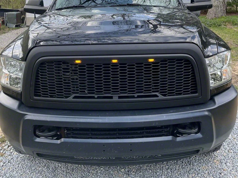 RedRock Baja Upper Replacement Grille with LED Lighting; Matte Black (10-12 RAM 3500)