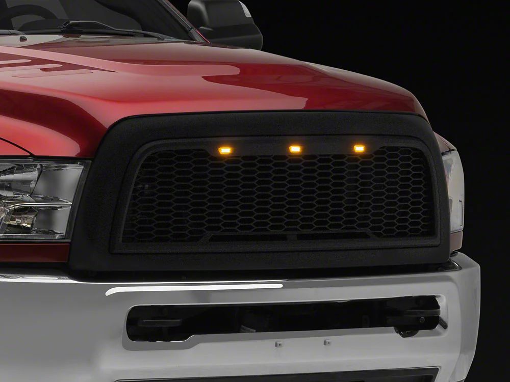 RedRock Baja Upper Replacement Grille with LED Lighting; Matte Black (10-12 RAM 3500)