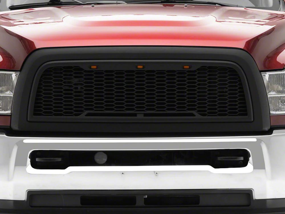 RedRock Baja Upper Replacement Grille with LED Lighting; Matte Black (10-12 RAM 3500)