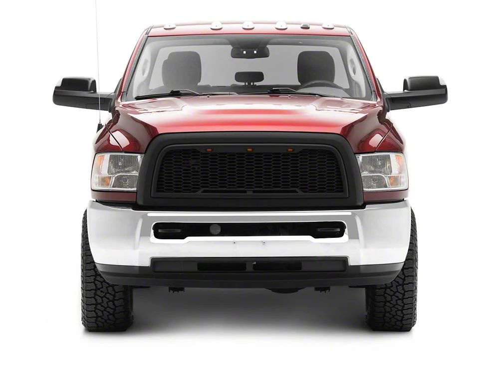 RedRock Baja Upper Replacement Grille with LED Lighting; Matte Black (10-12 RAM 3500)