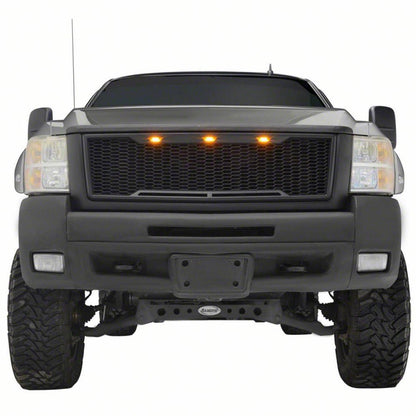 RedRock Impulse Upper Replacement Grille with Amber LED Lights; Matte Black (07-10 Silverado 2500 HD)