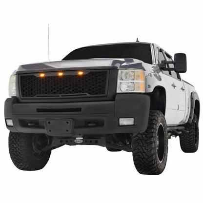 RedRock Impulse Upper Replacement Grille with Amber LED Lights; Matte Black (07-10 Silverado 2500 HD)
