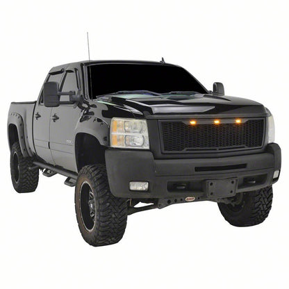RedRock Impulse Upper Replacement Grille with Amber LED Lights; Matte Black (07-10 Silverado 2500 HD)