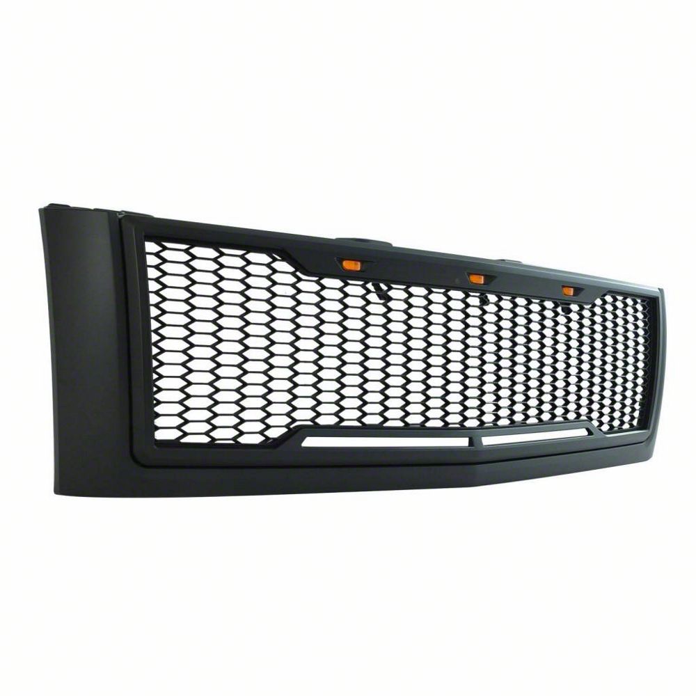 RedRock Impulse Upper Replacement Grille with Amber LED Lights; Matte Black (07-10 Silverado 2500 HD)