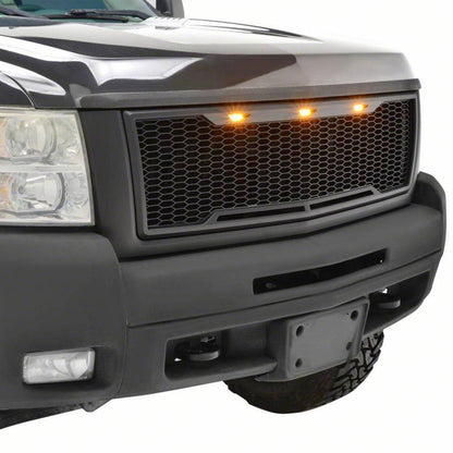 RedRock Impulse Upper Replacement Grille with Amber LED Lights; Matte Black (07-10 Silverado 2500 HD)