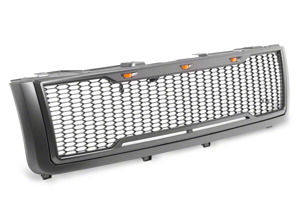 RedRock Baja Upper Replacement Grille with LED Lighting; Charcoal (11-14 Silverado 2500 HD)