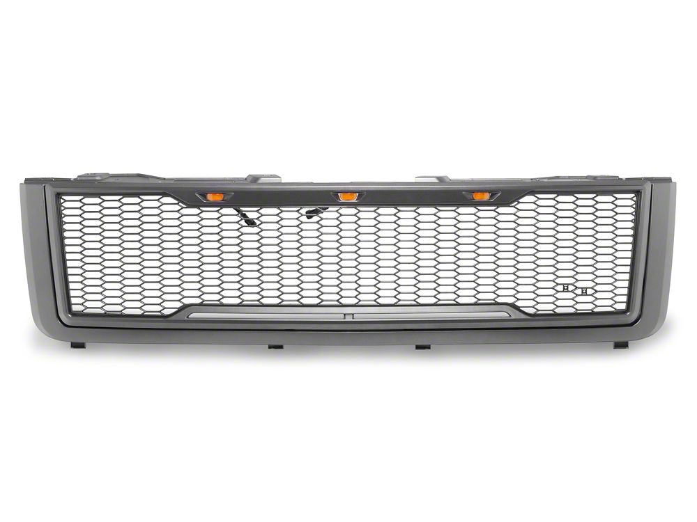 RedRock Baja Upper Replacement Grille with LED Lighting; Charcoal (11-14 Silverado 2500 HD)