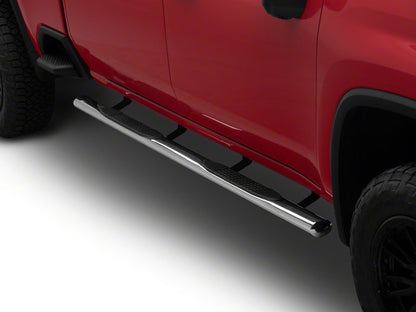 RedRock 4-Inch Oval Straight Side Step Bars; Stainless Steel (20-25 Silverado 2500 HD Crew Cab)