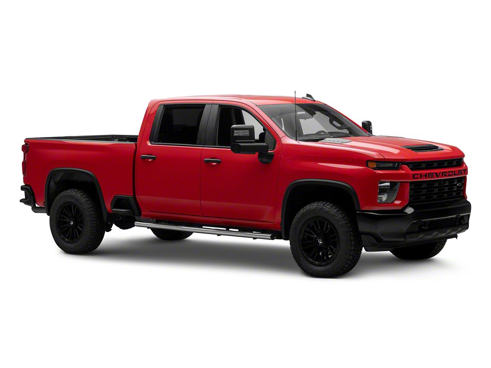 RedRock 4-Inch Oval Straight Side Step Bars; Stainless Steel (20-25 Silverado 2500 HD Crew Cab)