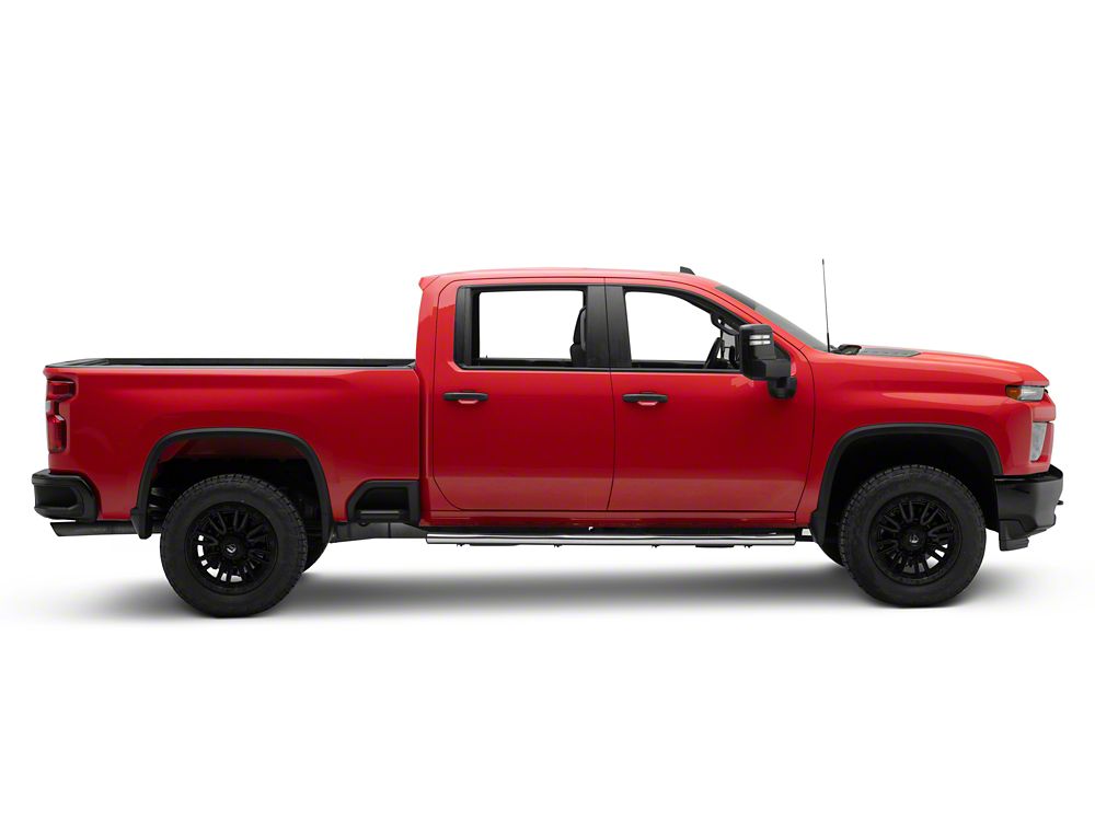 RedRock 4-Inch Oval Straight Side Step Bars; Stainless Steel (20-25 Silverado 2500 HD Crew Cab)