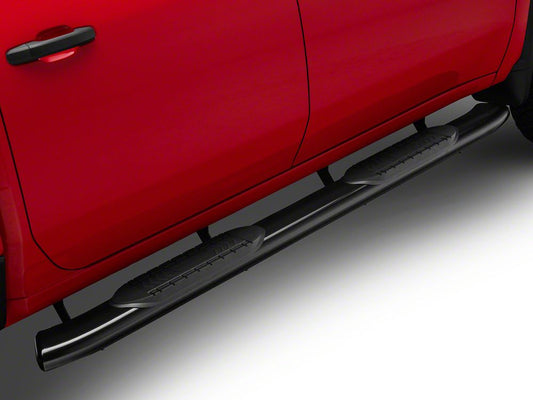 RedRock 6-Inch Oval Bent End Side Step Bars; Black (20-25 Silverado 2500 HD Crew Cab)
