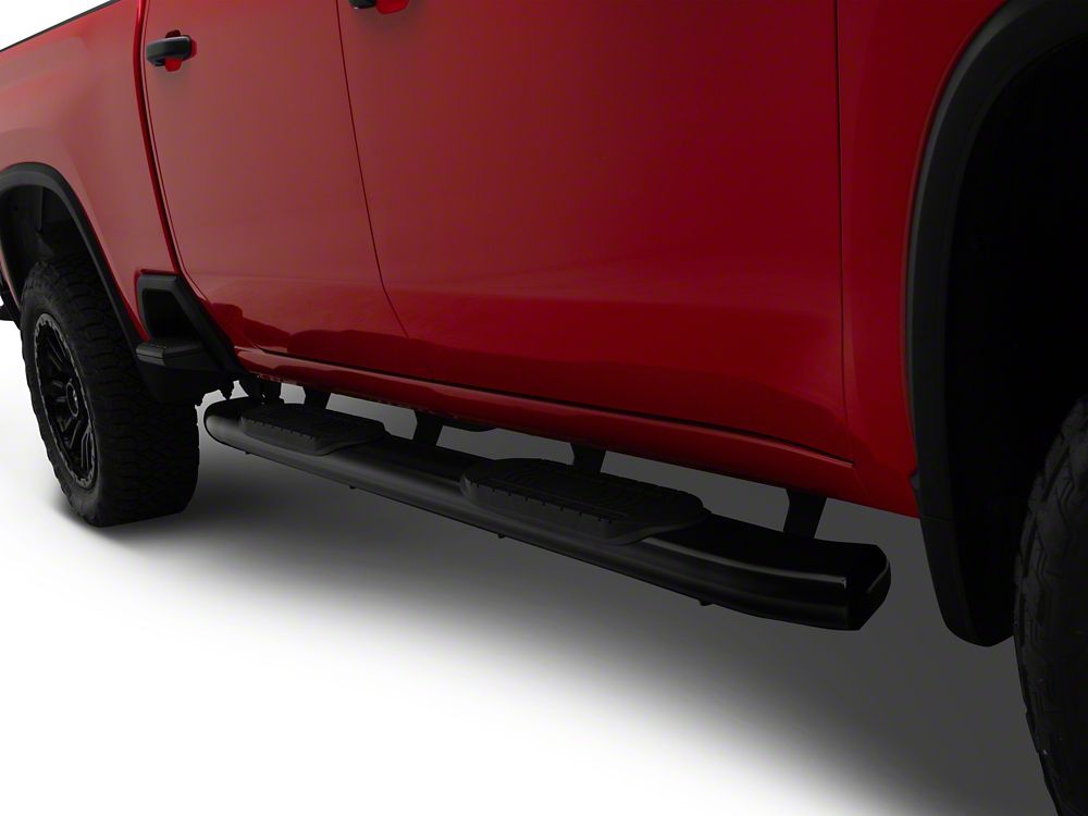 RedRock 6-Inch Oval Bent End Side Step Bars; Black (20-25 Silverado 2500 HD Crew Cab)