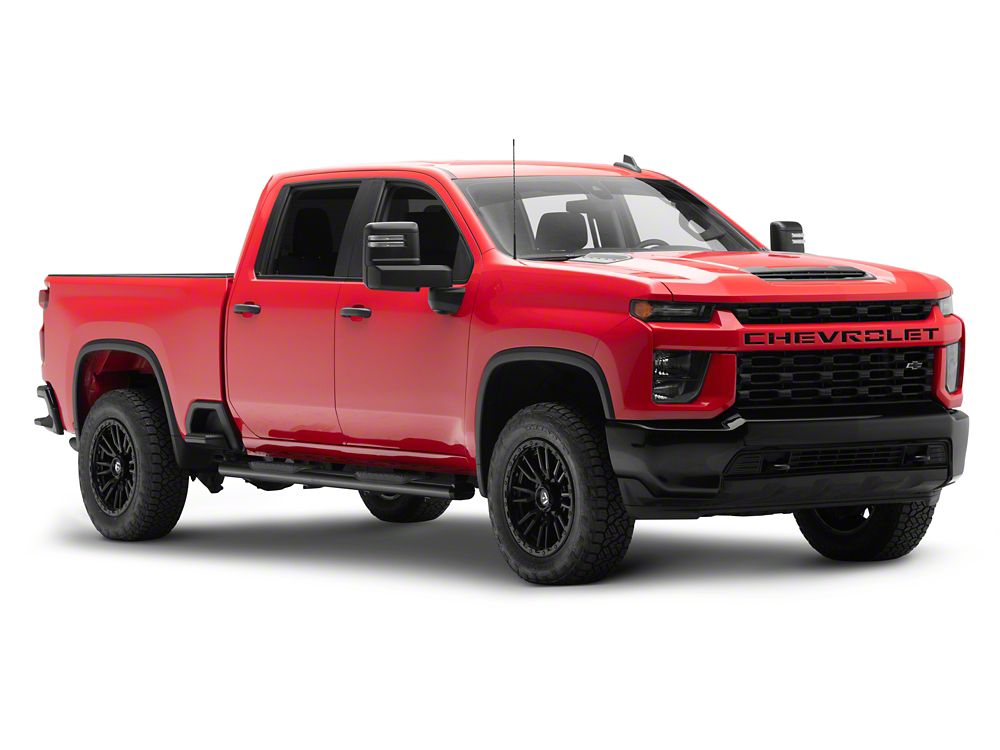 RedRock 6-Inch Oval Straight End Side Step Bars; Black (20-25 Silverado 2500 HD Crew Cab)
