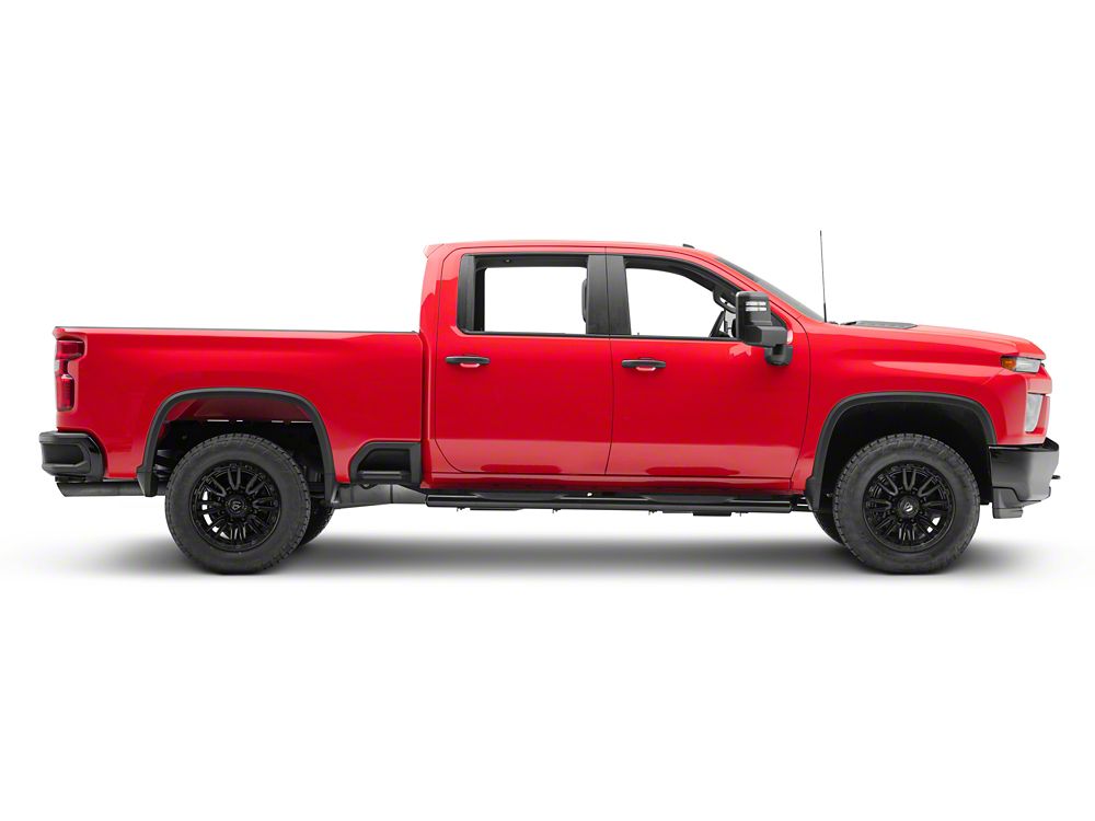 RedRock 6-Inch Oval Straight End Side Step Bars; Black (20-25 Silverado 2500 HD Crew Cab)