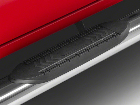 RedRock 6-Inch Oval Straight End Side Step Bars; Stainless Steel (20-25 Silverado 2500 HD Crew Cab)