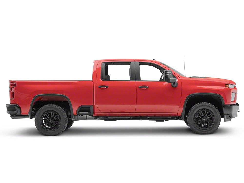 RedRock 4-Inch Oval Bent End Side Step Bars; Black (20-25 Silverado 2500 HD Crew Cab)
