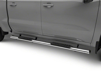 RedRock 4-Inch Oval Straight End Side Step Bars; Stainless Steel (20-25 Silverado 2500 HD Crew Cab)