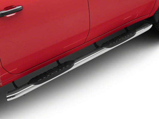 RedRock 5-Inch Oval Bent End Side Step Bars; Stainless Steel (20-25 Silverado 2500 HD Crew Cab)