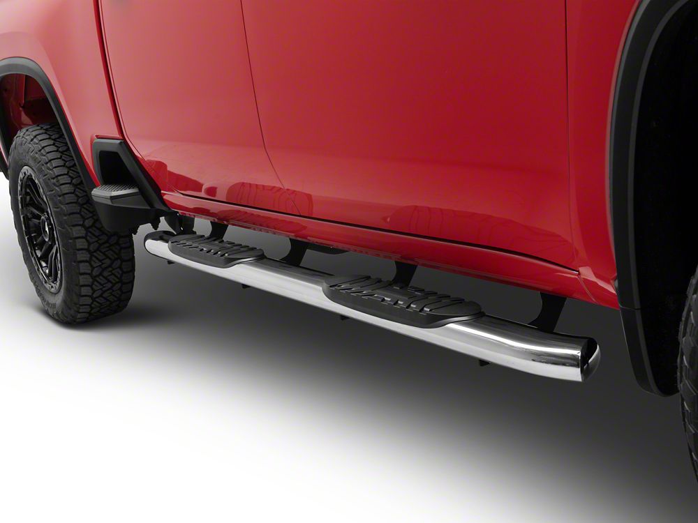 RedRock 5-Inch Oval Bent End Side Step Bars; Stainless Steel (20-25 Silverado 2500 HD Crew Cab)