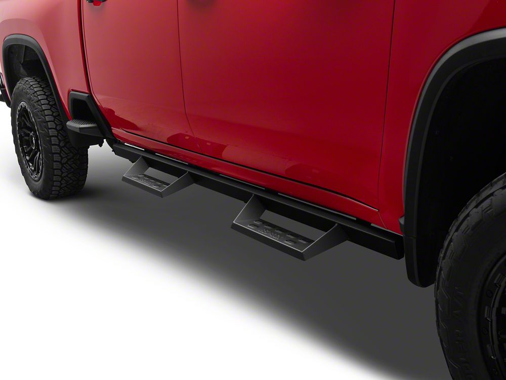 RedRock 4-Inch Drop TC1 Running Boards; Textured Black (20-25 Silverado 2500 HD Crew Cab)