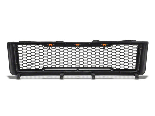 RedRock Baja Upper Replacement Grille with LED Lighting; Matte Black (11-14 Silverado 3500 HD)