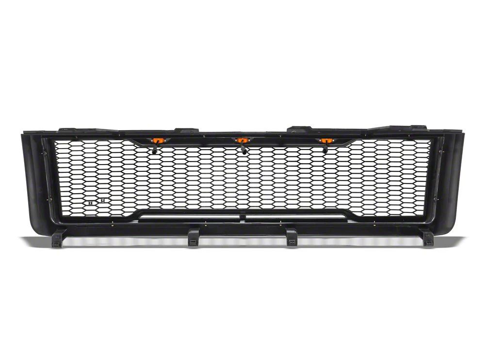 RedRock Baja Upper Replacement Grille with LED Lighting; Matte Black (11-14 Silverado 3500 HD)