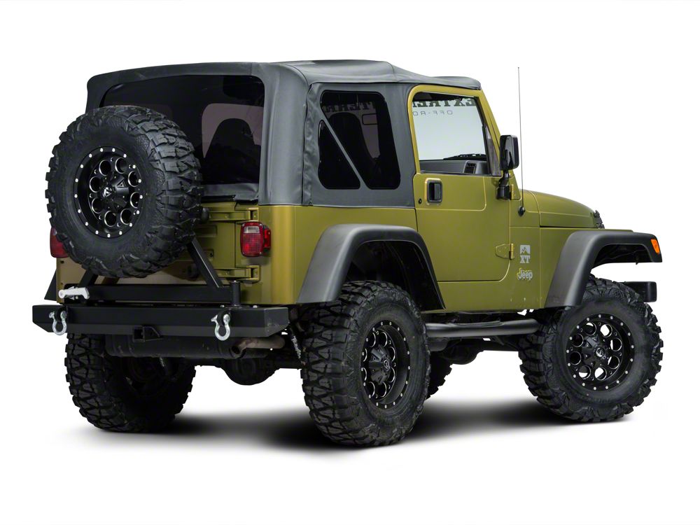 RedRock 3-Inch Round Side Step Bars; Textured Black (87-06 Jeep Wrangler YJ & TJ, Excluding Unlimited)