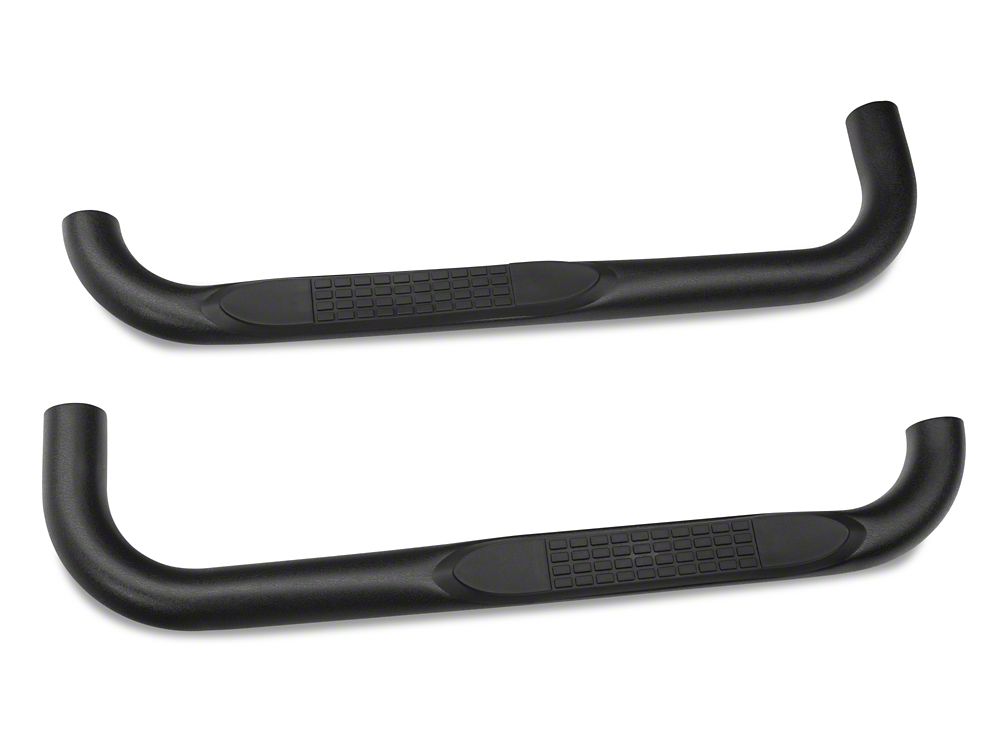 RedRock 3-Inch Round Side Step Bars; Textured Black (87-06 Jeep Wrangler YJ & TJ, Excluding Unlimited)