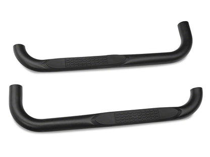 RedRock 3-Inch Round Side Step Bars; Textured Black (87-06 Jeep Wrangler YJ & TJ, Excluding Unlimited)