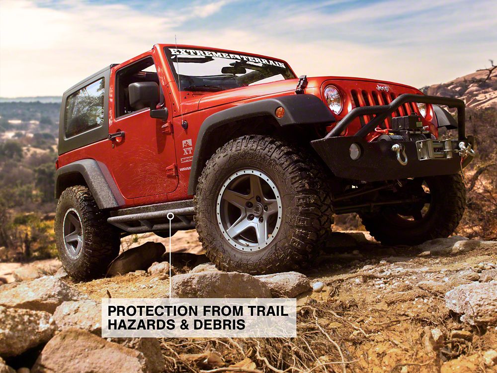 RedRock Side Armor; Textured Black (07-18 Jeep Wrangler JK 4-Door)