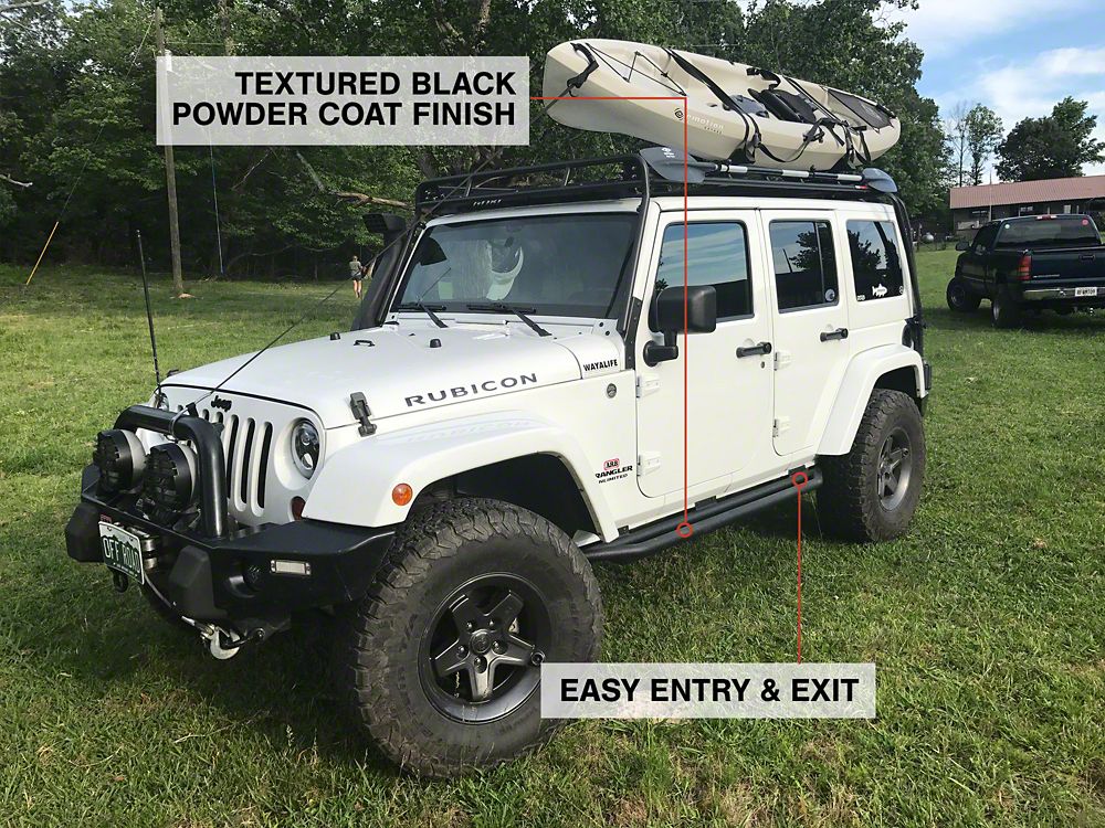 RedRock Side Armor; Textured Black (07-18 Jeep Wrangler JK 4-Door)
