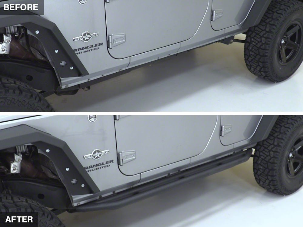 RedRock Side Armor; Textured Black (07-18 Jeep Wrangler JK 4-Door)