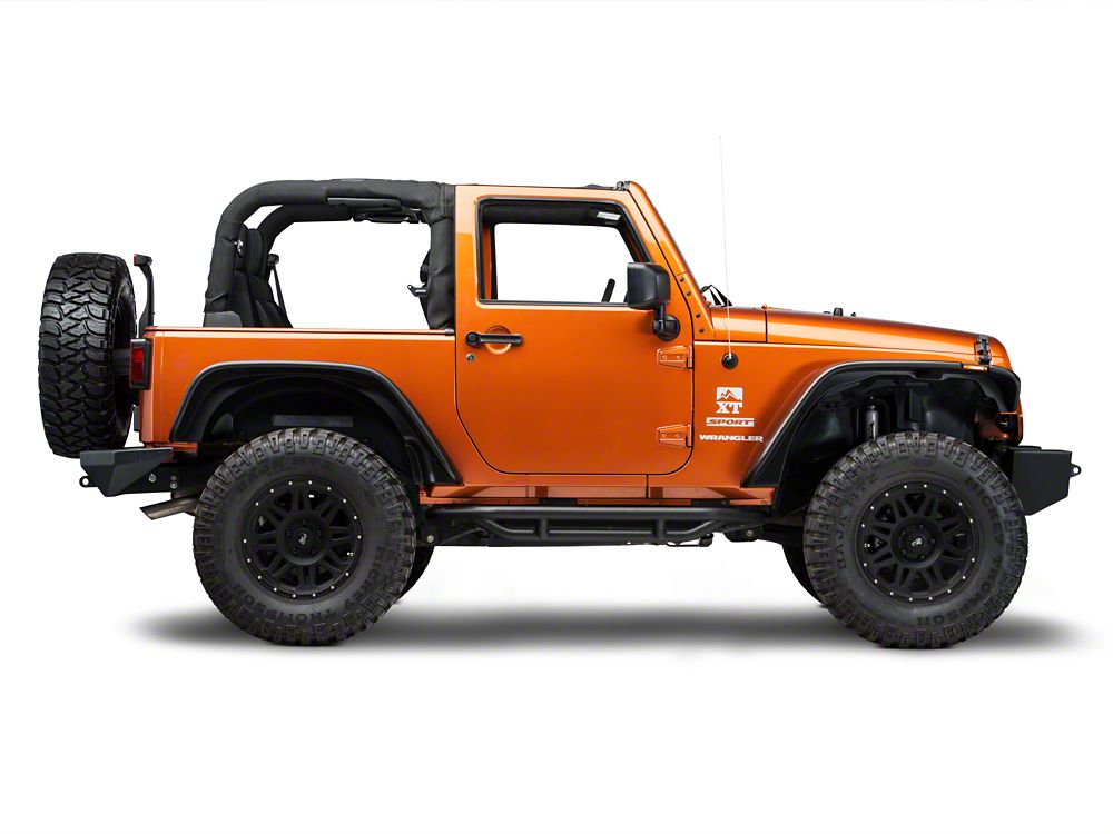 RedRock Side Armor; Textured Black (07-18 Jeep Wrangler JK 2-Door)