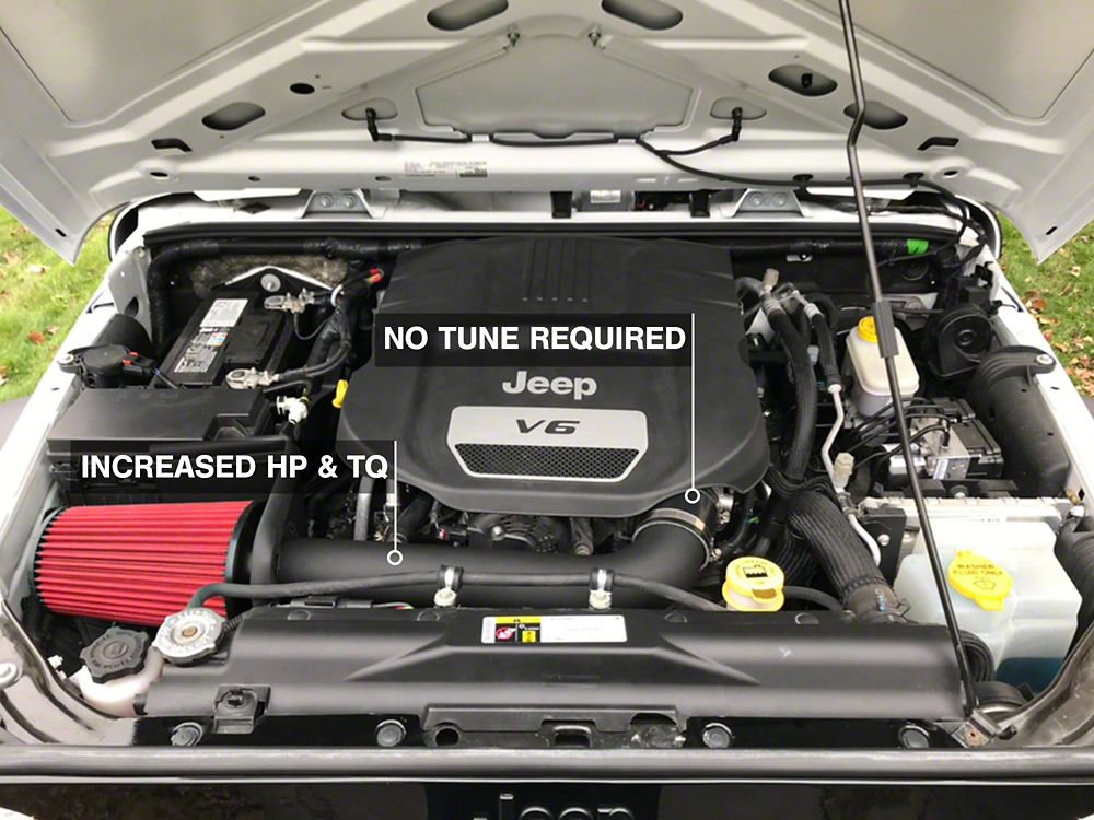 RedRock Cold Air Intake; Black Wrinkle (12-18 3.6L Jeep Wrangler JK)