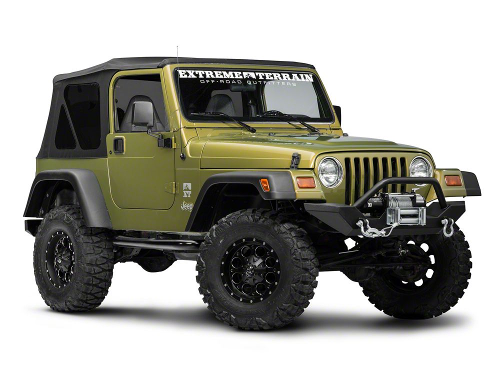 RedRock 3-Inch Round Side Step Bars; Semi-Gloss Black (87-06 Jeep Wrangler YJ & TJ, Excluding Unlimited)