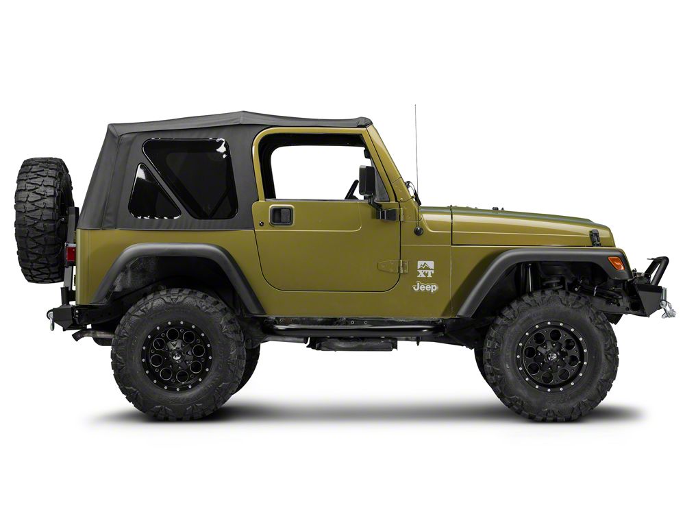 RedRock 3-Inch Round Side Step Bars; Semi-Gloss Black (87-06 Jeep Wrangler YJ & TJ, Excluding Unlimited)