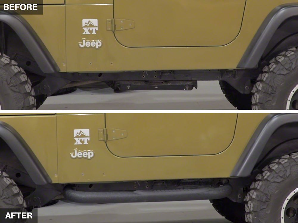 RedRock 3-Inch Round Side Step Bars; Semi-Gloss Black (87-06 Jeep Wrangler YJ & TJ, Excluding Unlimited)